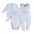 Babyset Body, Strampler und Jäckchen in Blau