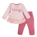 Mädchenset mit Tunika mit Tüllrüsche und rosa Leggings