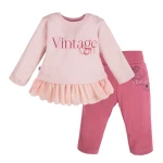 Mädchenset mit Tunika mit Tüllrüsche und rosa Leggings