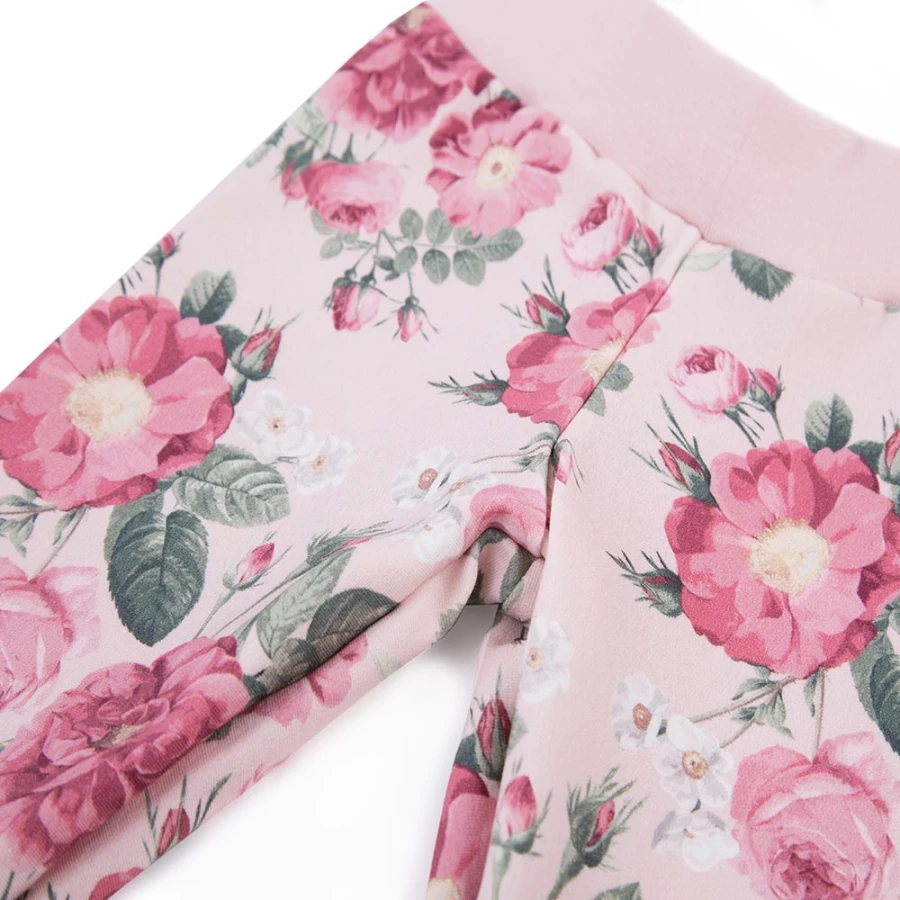 Mädchenset mit Tunika mit Tüllrüsche und Leggings mit Rosenmuster