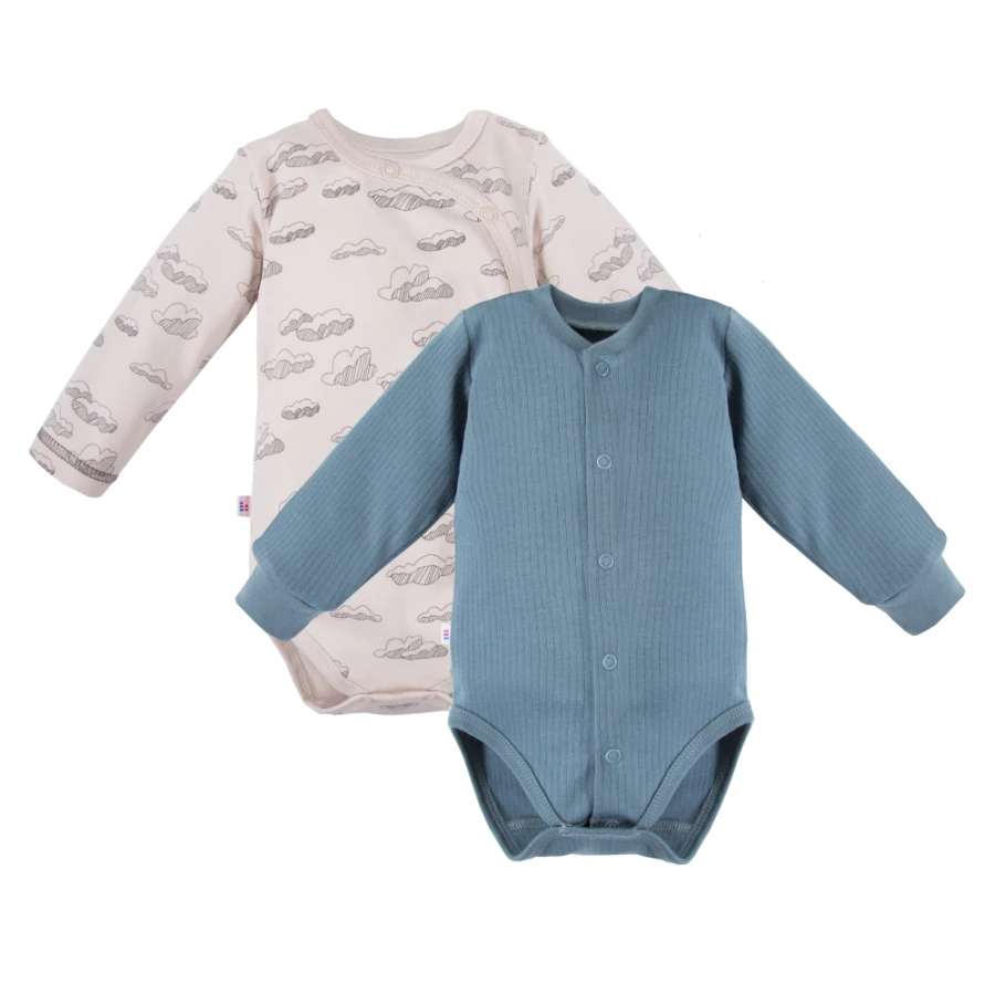 2er-Pack Wickelbodys blau und mit Wolken