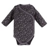 Set aus Wickelbody, graphitfarbener Hose mit Punkten und Sweatshirt