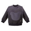 Set aus Wickelbody, graphitfarbener Hose mit Punkten und Sweatshirt