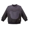 Set aus Wickelbody, graphitfarbener Hose mit Punkten und Sweatshirt