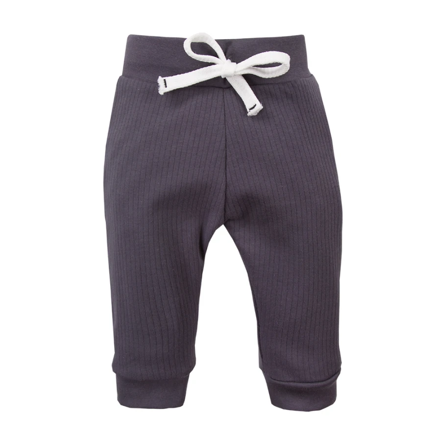 Set mit Wickelbody, graphitfarbenen gerippten Hosen und Sweatshirt