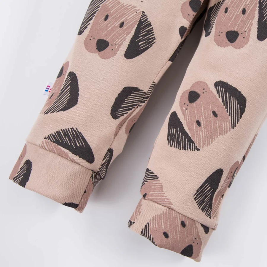 Beiges Sweatshirt- und Hosen-Set mit Hündchen