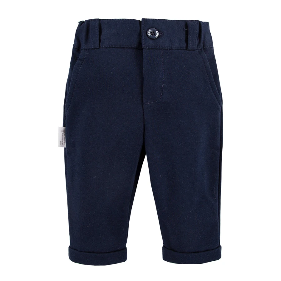 Set aus weißem Hemd-Body und eleganter dunkelblauer Hose