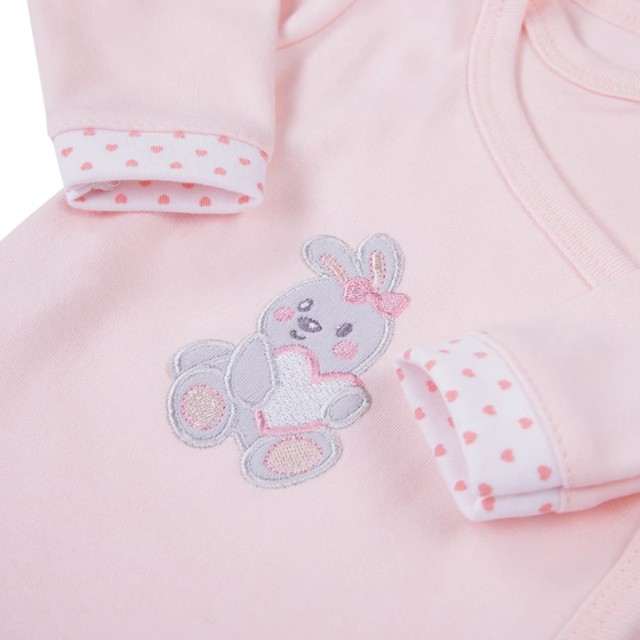Baby-Set mit Body, Strampler, Halbstampler und Mützen in Rosa