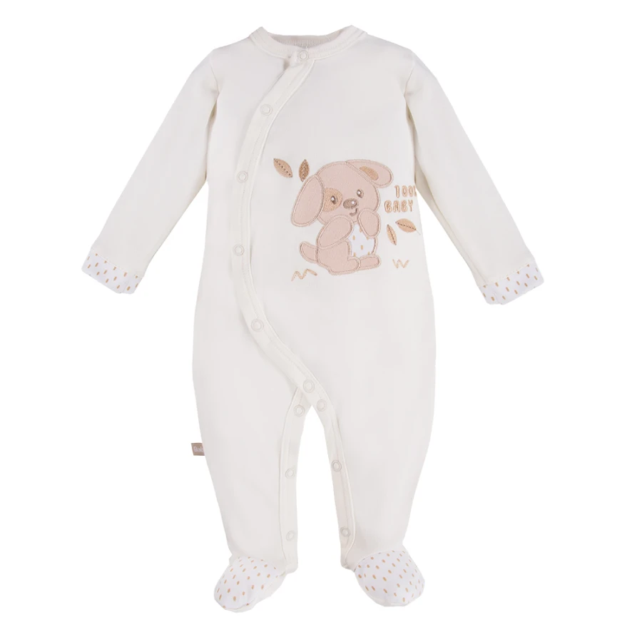 Baby-Set mit Body, Strampler, Halbstampler und Mützen in Ecru