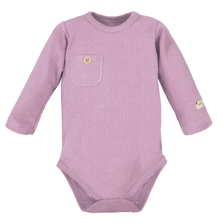 Kinder-Set Body und gerippte Leggings in Heidefarbe