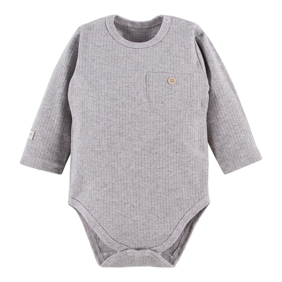 Graues Ripp-Set aus Body und Leggings