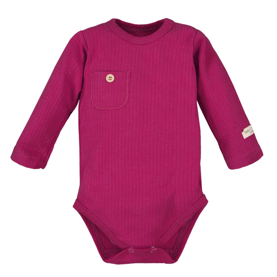 Bordeauxfarbenes geripptes Body- und Leggings-Set