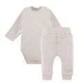 Beiges geripptes Body- und Leggings-Set