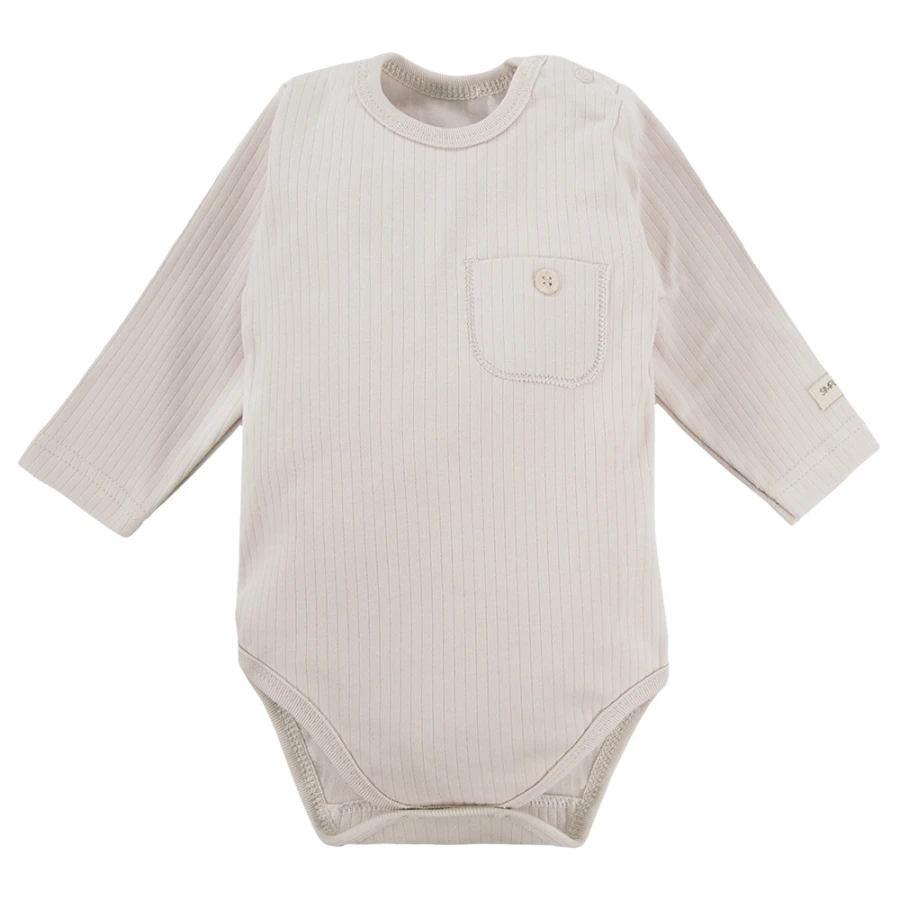 Beiges geripptes Body- und Leggings-Set