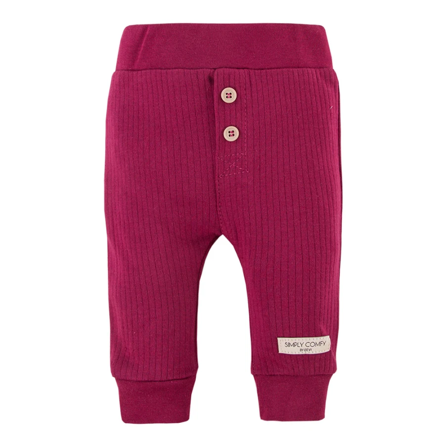 Bordeauxrotes geripptes Leggings- und Sweatshirt-Set mit Rüschen