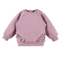 Geripptes Leggings- und Sweatshirt-Set mit Rüschen in Heidefarbe