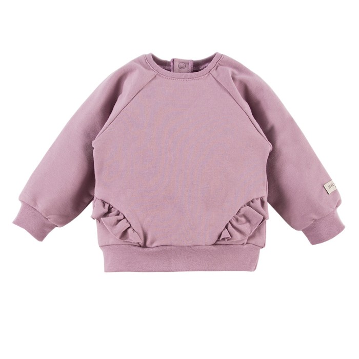 Geripptes Leggings- und Sweatshirt-Set mit Rüschen in Heidefarbe