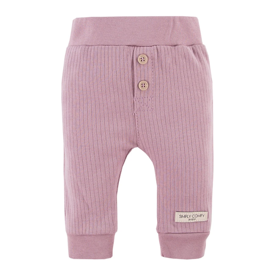 Geripptes Leggings- und Sweatshirt-Set mit Rüschen in Heidefarbe