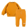 Set aus Sweatshirt mit Rüschen und gerippten Leggings in Honigfarbe