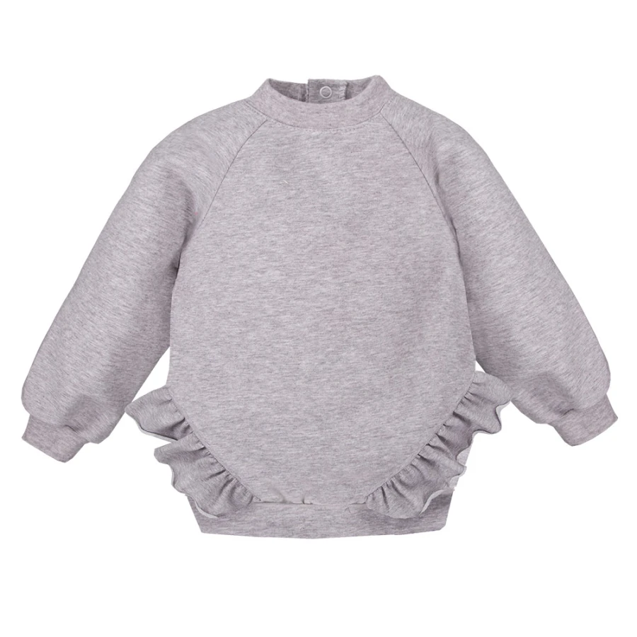 Set aus Sweatshirt mit Rüschen und gerippten Leggings in Grau