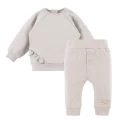 Set aus Sweatshirt mit Rüschen und gerippten Leggings in Beige