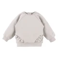 Set aus Sweatshirt mit Rüschen und gerippten Leggings in Beige