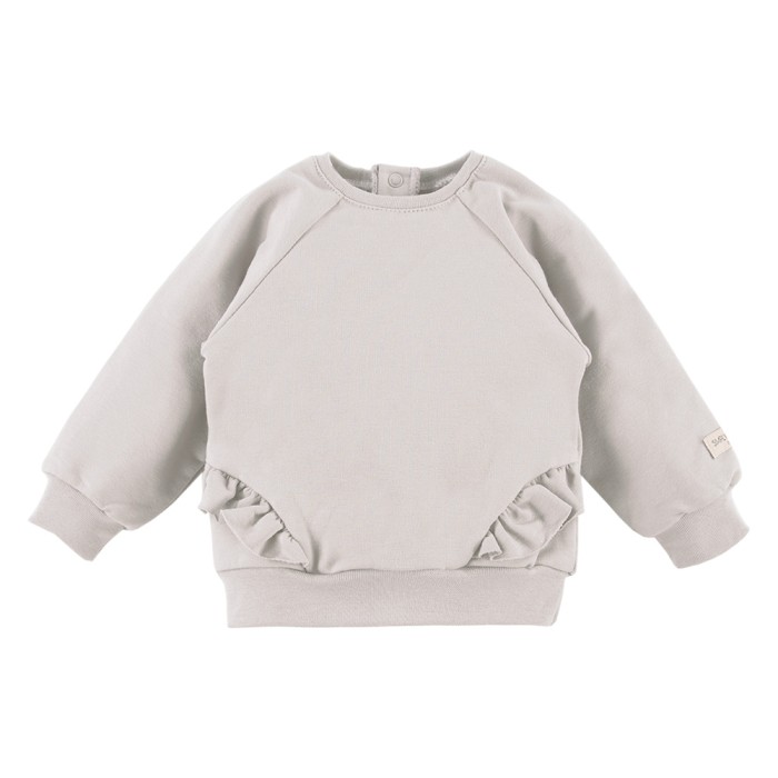 Set aus Sweatshirt mit Rüschen und gerippten Leggings in Beige