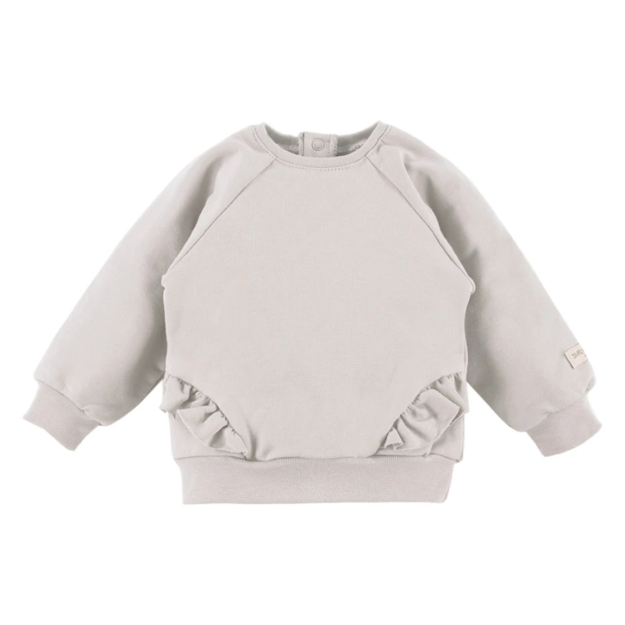 Set aus Sweatshirt mit Rüschen und gerippten Leggings in Beige