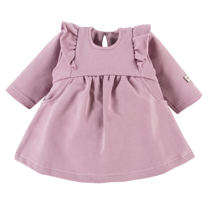 Set aus Kleid mit Rüschen und Haarband mit Schleife in Flieder