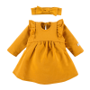 Set aus Kleid mit Rüschen und Haarband mit Schleife in Honig