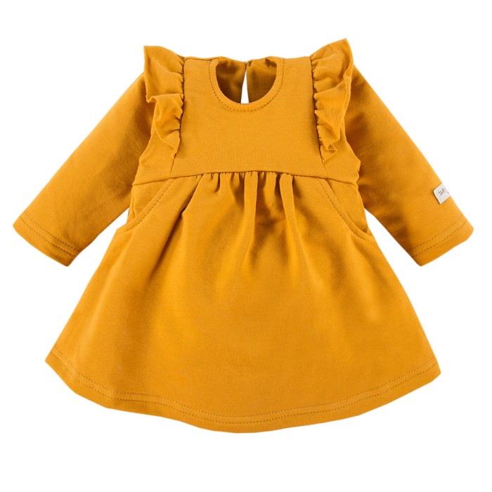 Set aus Kleid mit Rüschen und Haarband mit Schleife in Honig