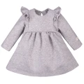Dress with ruffles and bow headband set grey
