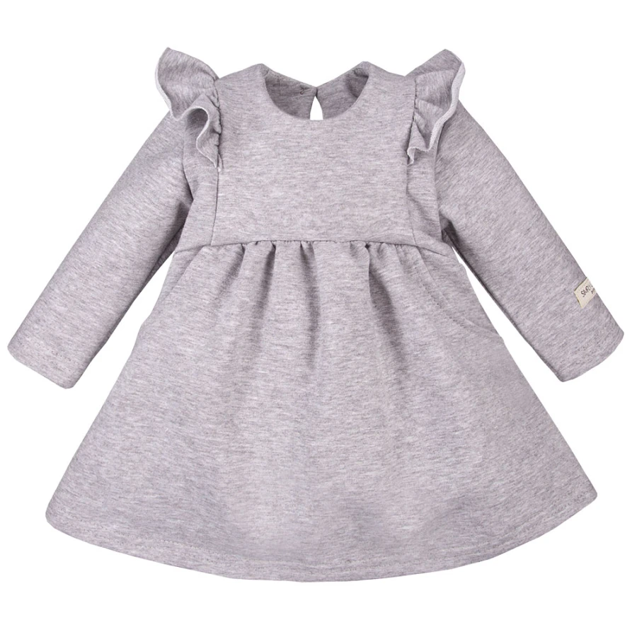 Set aus Kleid mit Rüschen und Haarband mit Schleife Grau