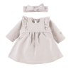 Set aus Kleid mit Rüschen und Haarband mit Schleife Beige