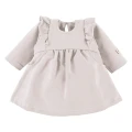 Set aus Kleid mit Rüschen und Haarband mit Schleife Beige