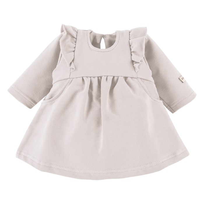 Set aus Kleid mit Rüschen und Haarband mit Schleife Beige