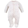 Baby-Set: Body, Strampelhose, Mütze und Strampler Creme mit Blümchen