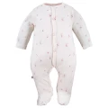 Baby-Set: Body, Strampelhose, Mütze und Strampler Creme mit Blümchen