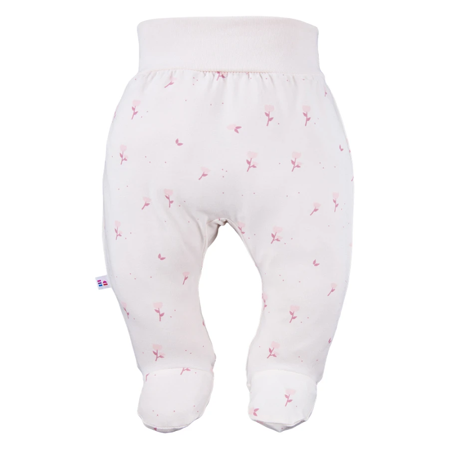 Baby-Set: Body, Strampelhose, Mütze und Strampler Creme mit Blümchen