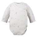 Baby set: bodysuit, footed pants, hat and ecru sleepsuit with stars