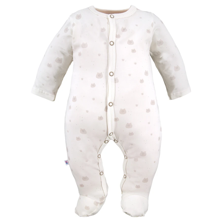 Baby-Set: Body, Strampelhose, Mütze und ecru Strampler mit Teddybären