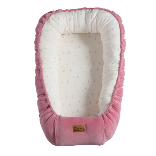Baby nest pink with flowers 90x50 cm