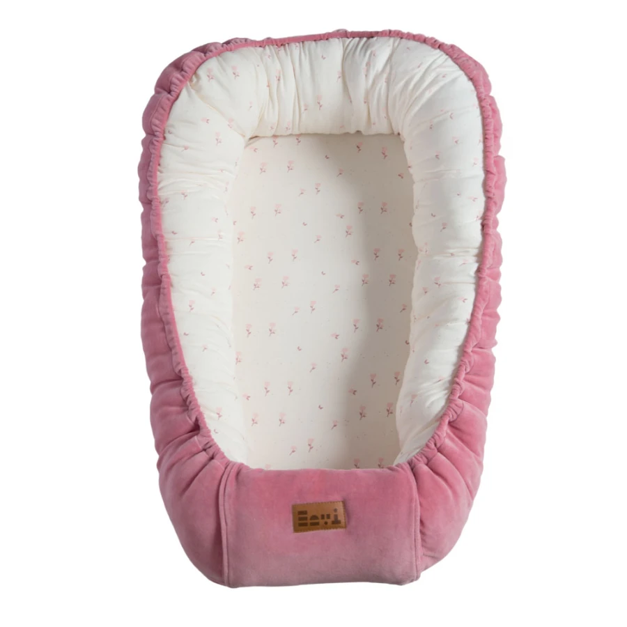Babynest Rosa mit Blümchen 90x50 cm