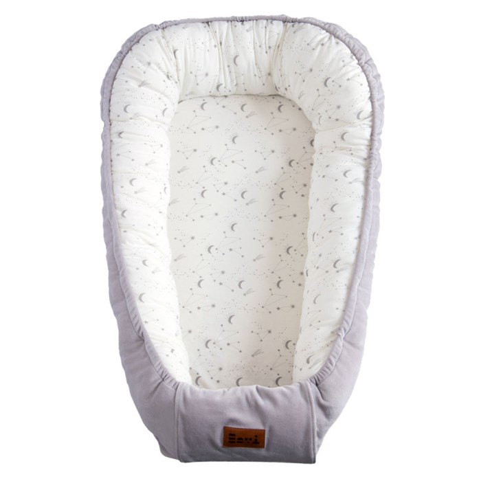 Babynest Grau mit Sternenmuster 90x50 cm