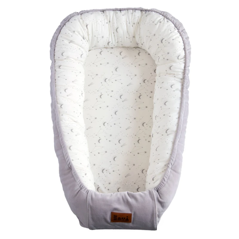 Babynest Grau mit Sternenmuster 90x50 cm