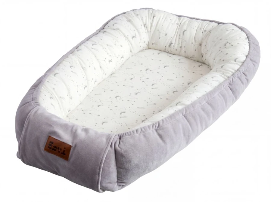 Babynest Grau mit Sternenmuster 90x50 cm