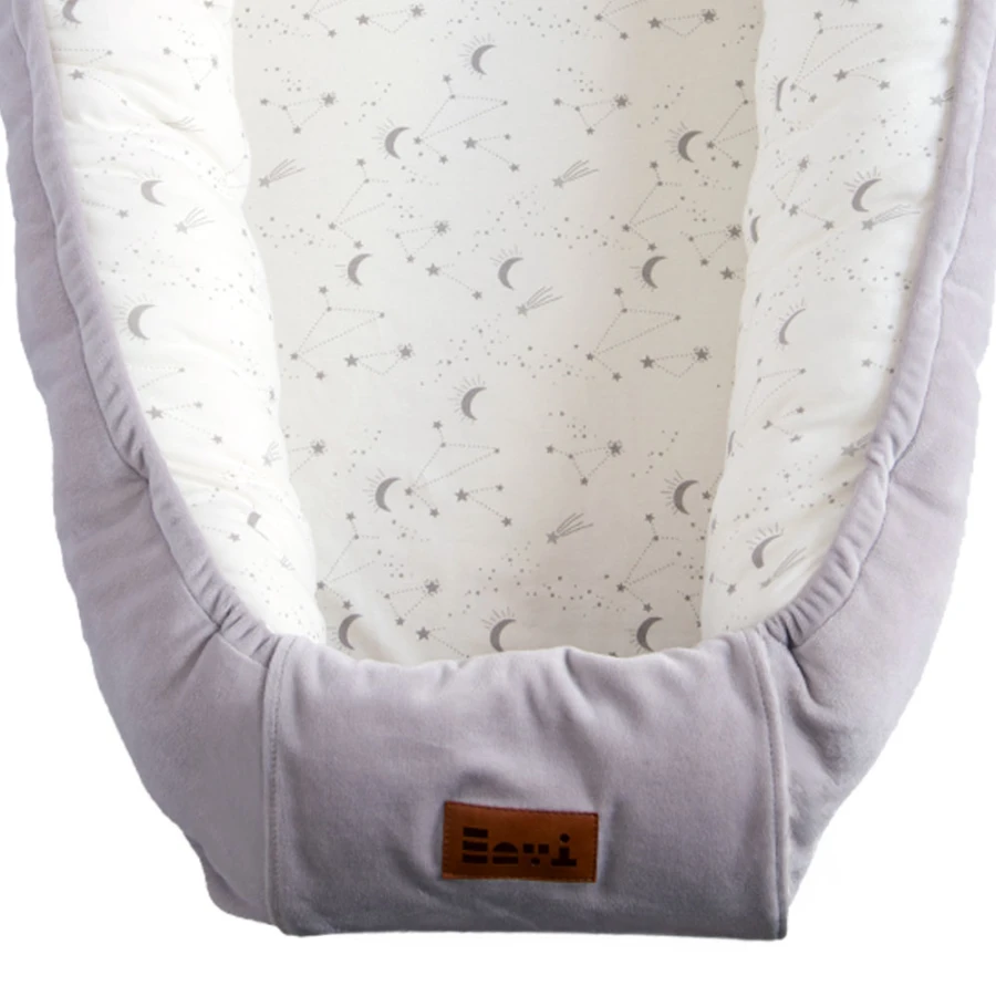 Babynest Grau mit Sternenmuster 90x50 cm