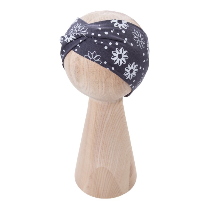 Graphit Stirnband mit weißen Blumen