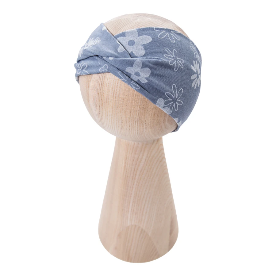 Jeans-Stirnband mit weißen Blümchen