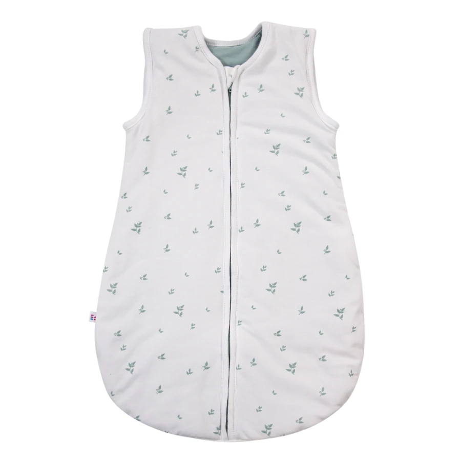 Weißer Babyschlafsack mit Blättern 0,5 TOG
